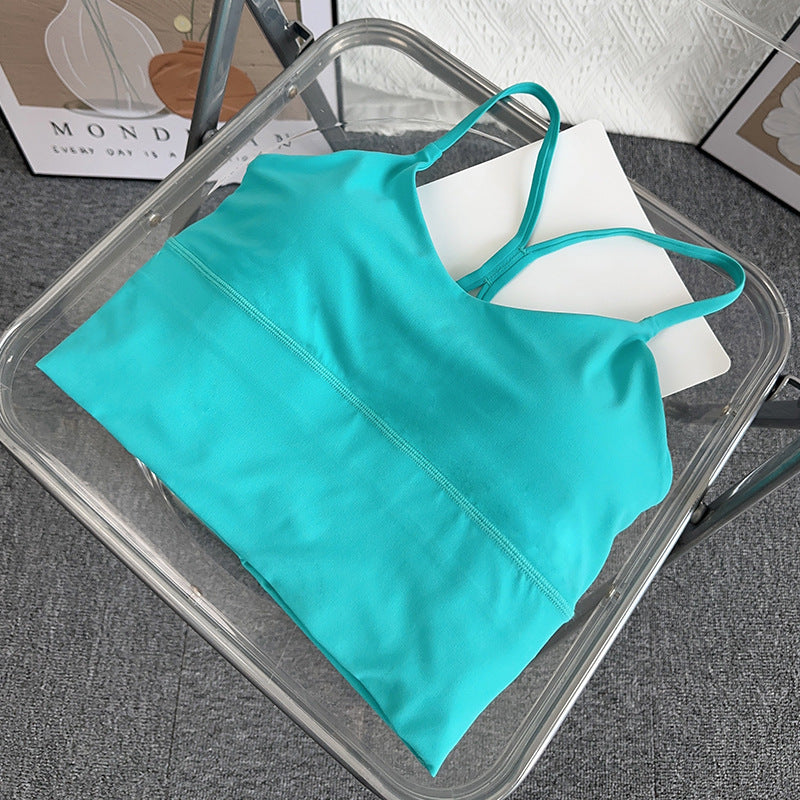 Women's Slim Shoulder Strap Solid Color Yoga Sports Vest