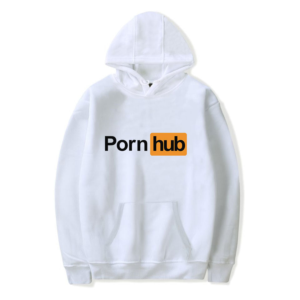Pornhub” feliratos kapucnis pulóver.