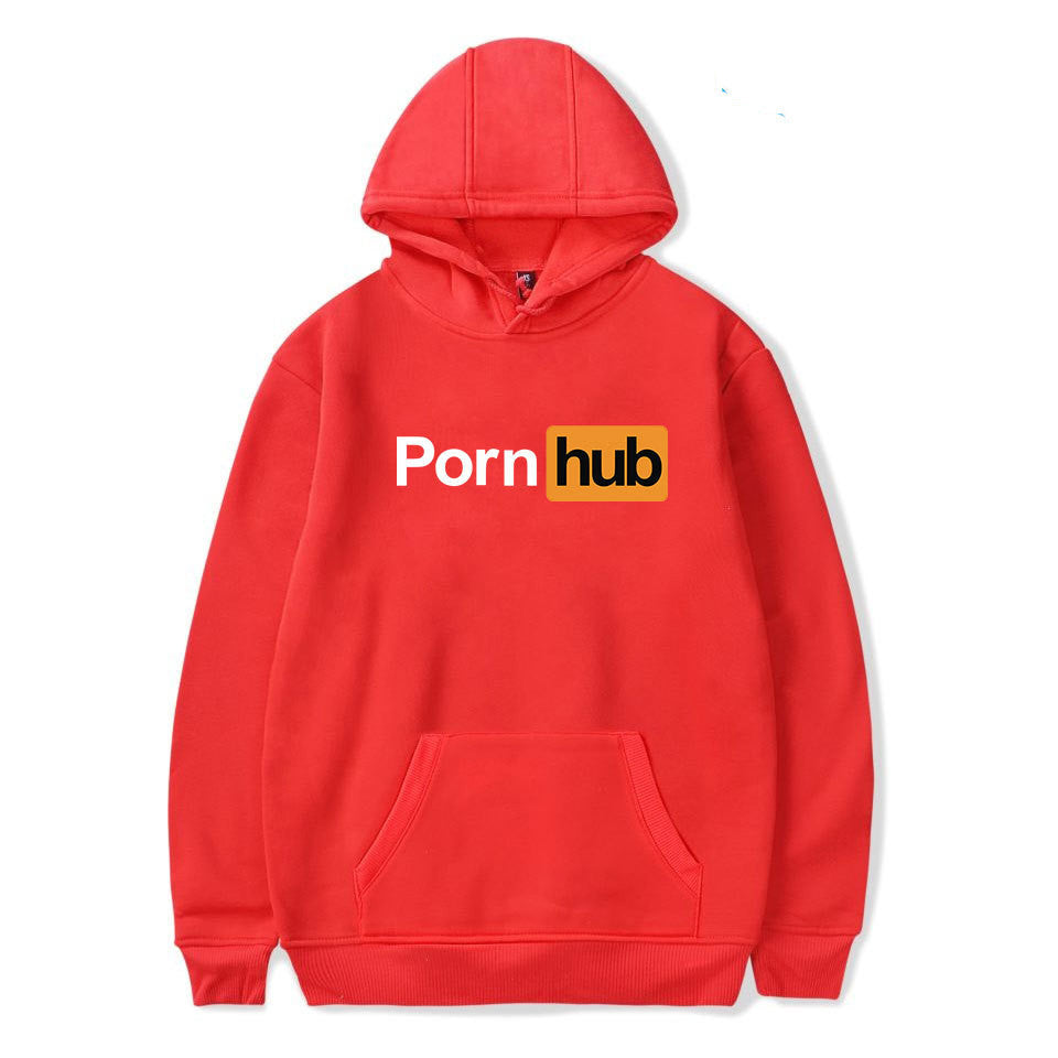 Pornhub” feliratos kapucnis pulóver.