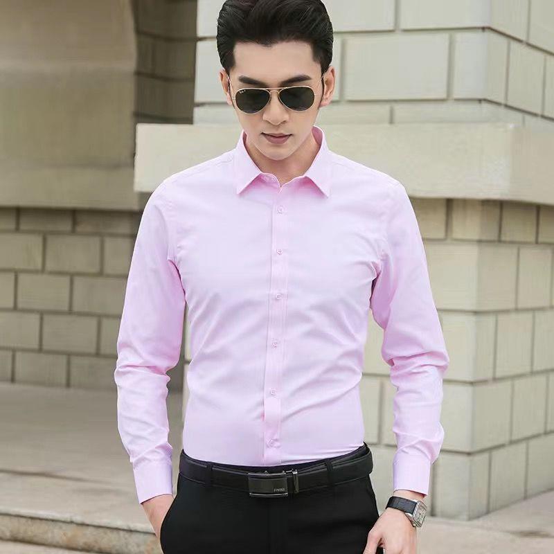 Férfi Fehér Hosszú Ujjú Slim Fit Ingek – Egyszínű, Mindenhez Passzol