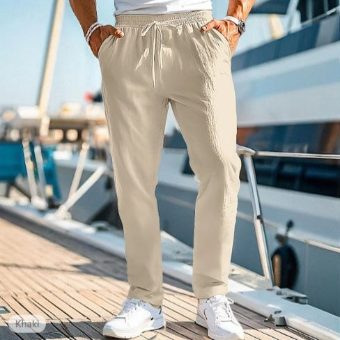 Férfi Nyári Egyenes Szárú Nadrág Rugalmas Derékkal