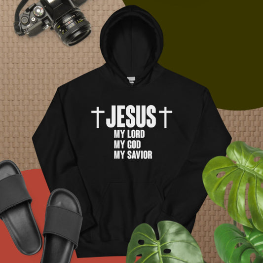 Betűmintás, bársony bélésű, párnázott kapucnis pulóver.